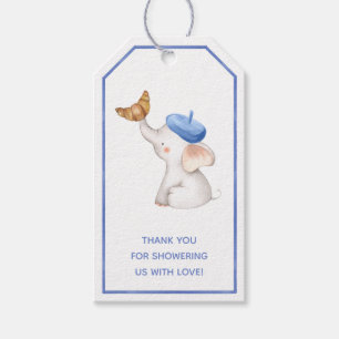 Elephant French Blue Boy Baby shower Card Cadeaulabel
