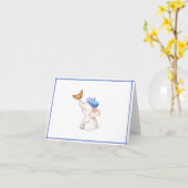 Elephant French Blue Boy Baby shower Card Kaart (Gele Bloem)