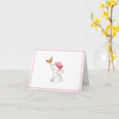 Elephant French Pink Girl Baby shower Kaart (Gele Bloem)