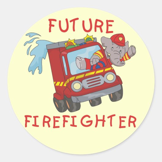 Elephant Future Firefighter Tshirts and Gifts Ronde Sticker (Voorkant)