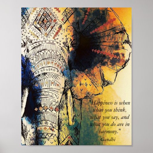 Elephant Gandhi Quote Poster (Voorkant)