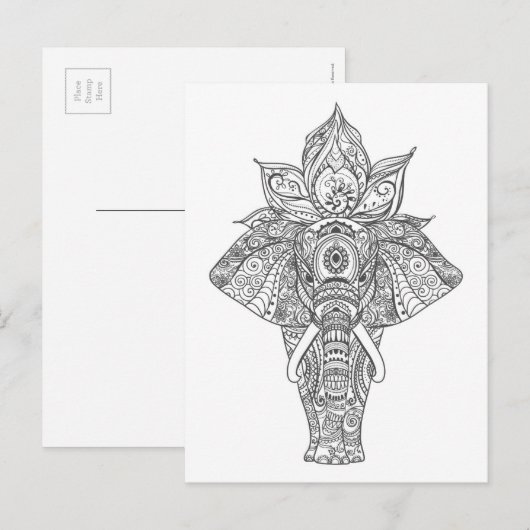 Elephant geïnspireerd briefkaart (Voorkant / Achterkant)