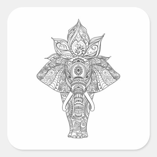 Elephant geïnspireerd vierkante sticker (Voorkant)