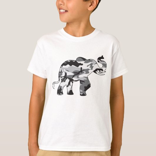Elephant gemaakt in een grijs patroon van het lege t-shirt (Voorkant)