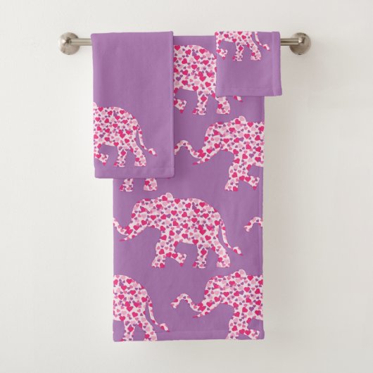 Elephant gemaakt in roze harten bad handdoek (Insitu)