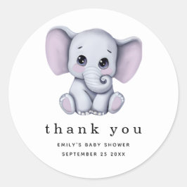 Elephant Gender Neutral Baby shower Bedankt Ronde Sticker