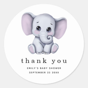 Elephant Gender Neutral Baby shower Bedankt Ronde Sticker