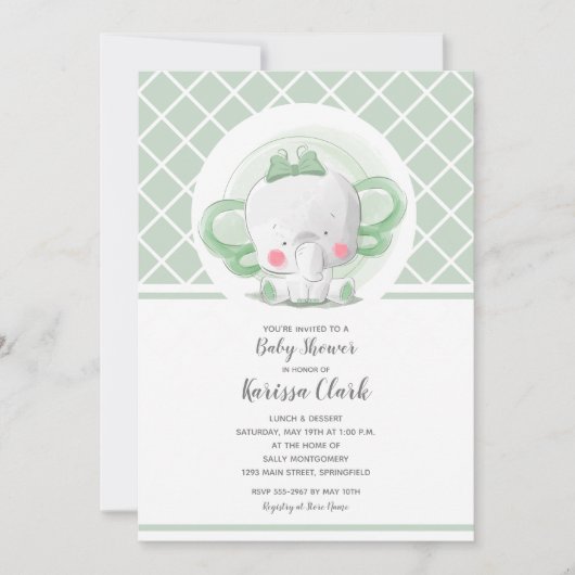 Elephant Gender Neutral Baby Shower Invitaties (Voorkant)