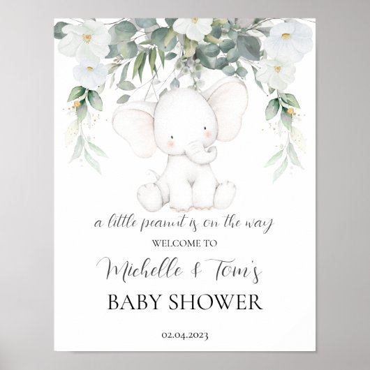 Elephant Gender Neutral Baby shower Welcome Sign Poster (Voorkant)
