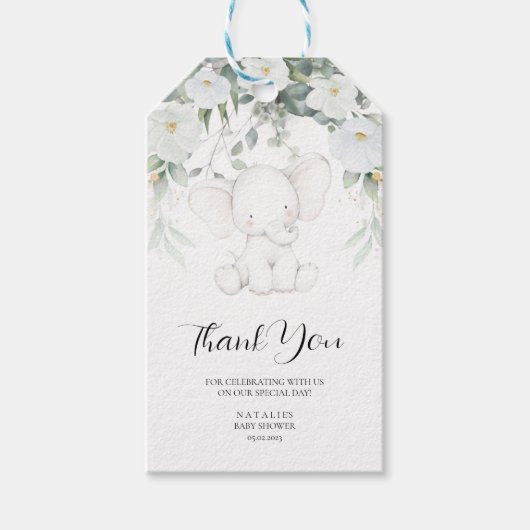 Elephant Gender Neutral Bedankt Cadeaulabel (Voorkant)