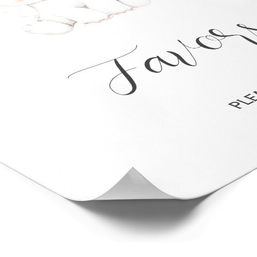 Elephant Gender Neutral Favors Sign Poster (Hoek)