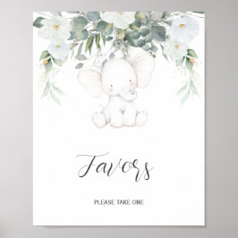 Elephant Gender Neutral Favors Sign Poster