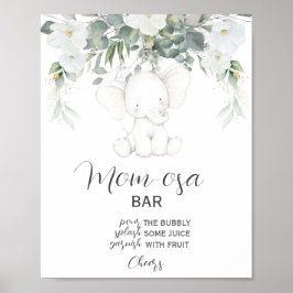 Elephant Gender Neutral Momosa Bar Sign Poster
