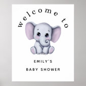 Elephant Gender Neutral Welcome Baby shower Poster (Voorkant)