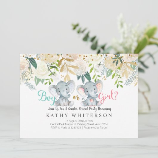Elephant gender onthulling kaart (Staand voorkant)