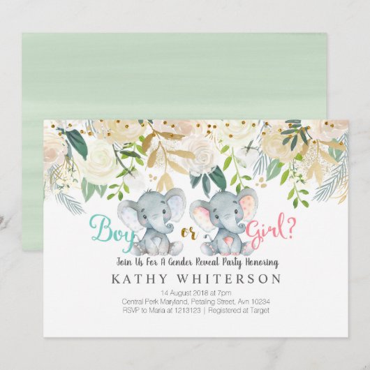 Elephant gender onthulling kaart (Voorkant / Achterkant)