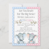 Elephant Gender onthult Baby Shower-uitvindingen Kaart (Voorkant)