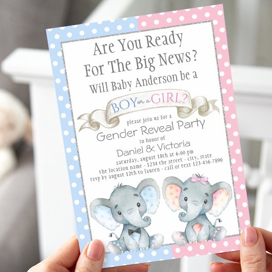 Elephant Gender onthult Baby Shower-uitvindingen Kaart