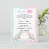 Elephant Gender Reopenbaart de uitnodiging van de  (Staand voorkant)