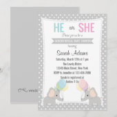 Elephant Gender Reopenbaart de uitnodiging van de  (Voorkant / Achterkant)