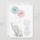 Elephant Gender Reveal Baby Invitation Kaart (Voorkant)