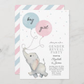 Elephant Gender Reveal Baby Invitation Kaart (Voorkant / Achterkant)