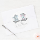 Elephant Gender Reveal Baby shower Ronde Sticker (Envelop)