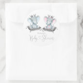 Elephant Gender Reveal Baby shower Ronde Sticker (Tas)