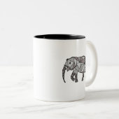 Elephant geometric, bishop grijs tweekleurige koffiemok (Voorkant rechts)