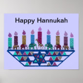 Elephant Geometric Hannukah Menorah Print (Voorkant)