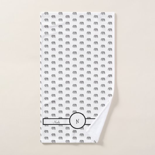 Elephant Geometric Monogram Black en White Bad Handdoek (Handdoek)