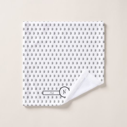 Elephant Geometric Monogram Black en White Bad Handdoek (Wasdoekje)