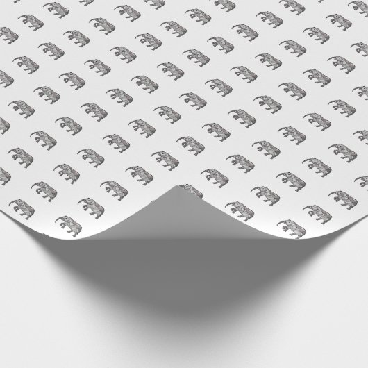 Elephant Geometric Monogram Black en White Cadeaupapier (Hoek)