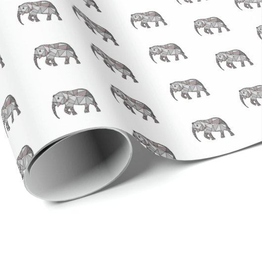 Elephant Geometric Monogram Black en White Cadeaupapier (Rol Hoek)