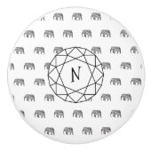 Elephant Geometric Monogram Black en White Keramische Knop (Voorkant)
