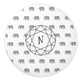 Elephant Geometric Monogram Black en White Keramische Knop