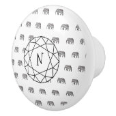 Elephant Geometric Monogram Black en White Keramische Knop (Rechts)
