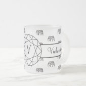 Elephant Geometric Monogram Black en White Matglas Koffiemok (Voorkant rechts)