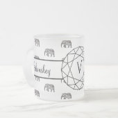 Elephant Geometric Monogram Black en White Matglas Koffiemok (Voorkant links)