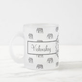 Elephant Geometric Monogram Black en White Matglas Koffiemok (Links)