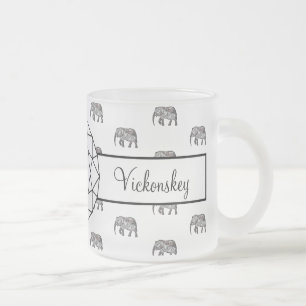 Elephant Geometric Monogram Black en White Matglas Koffiemok