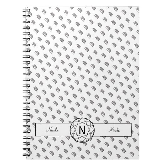Elephant Geometric Monogram Black en White Notitieboek (Voorkant)