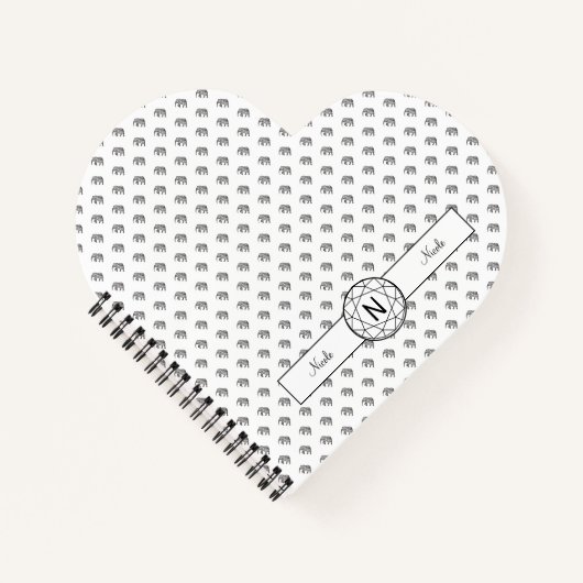 Elephant Geometric Monogram Black en White Notitieboek (Voorkant)