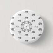 Elephant Geometric Monogram Black en White Ronde Button 3,2 Cm (Voorkant)