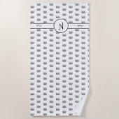 Elephant Geometric Monogram Black en White Strandlaken (Voorkant)
