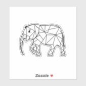 Elephant Geometric Simple Lines White en Black | Sticker (Vel)