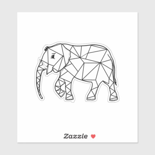 Elephant Geometric Simple Lines White en Black | Sticker (Vel)