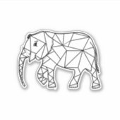 Elephant Geometric Simple Lines White en Black | Sticker (Voorkant)