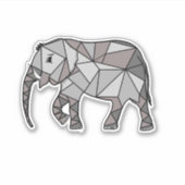 Elephant Geometric Simple Lines White en Black Sticker (Voorkant)