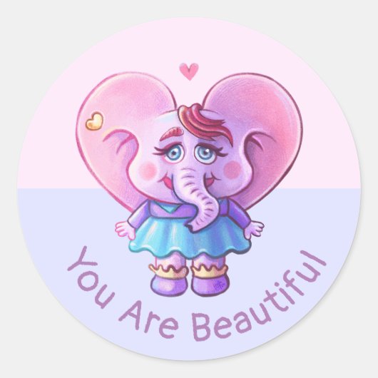 Elephant Gezegde dat je mooi bent Ronde Sticker (Voorkant)